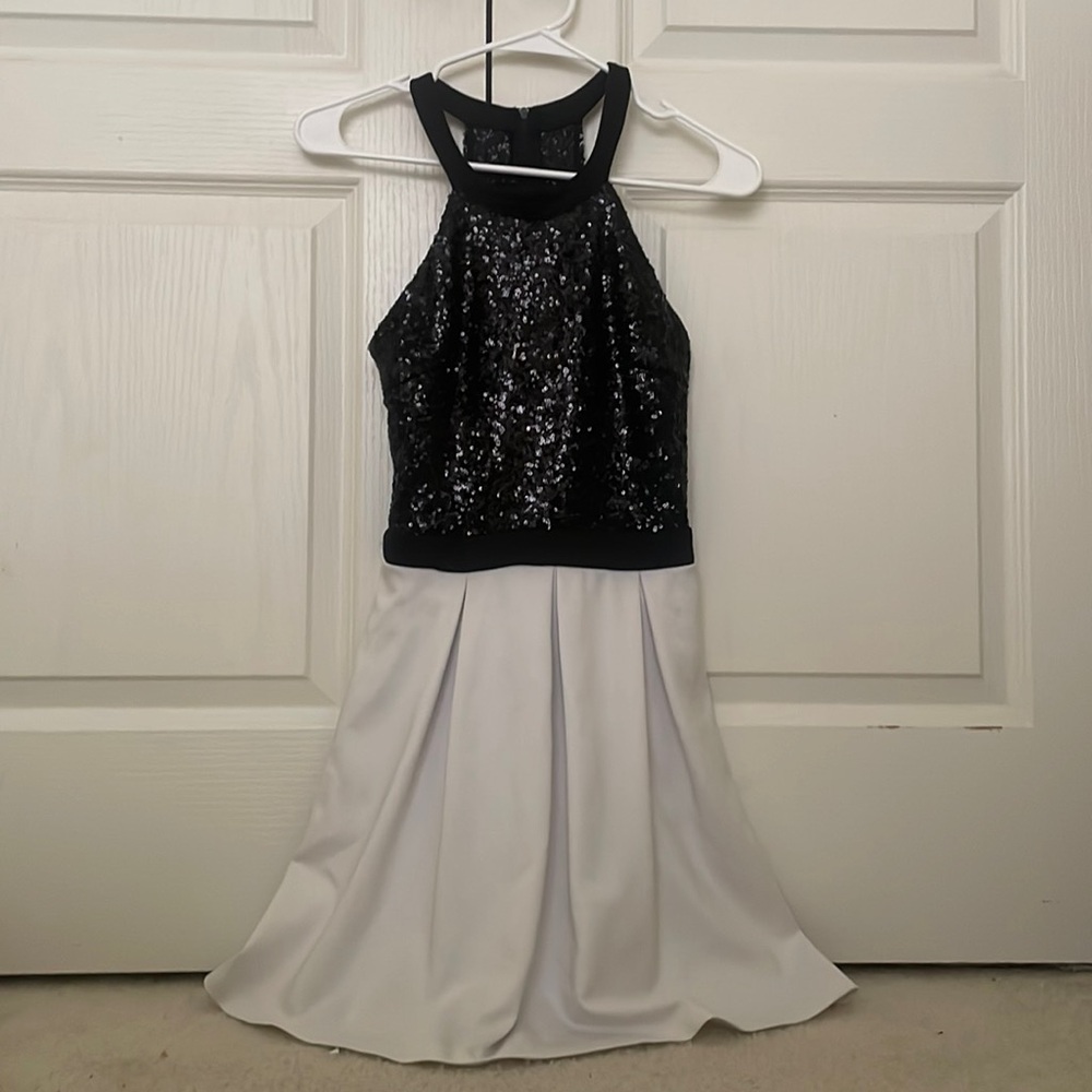 short black and white sequin dress for girls